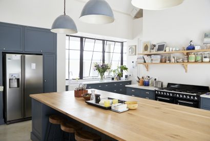 Kitchen island in a large family kitchen